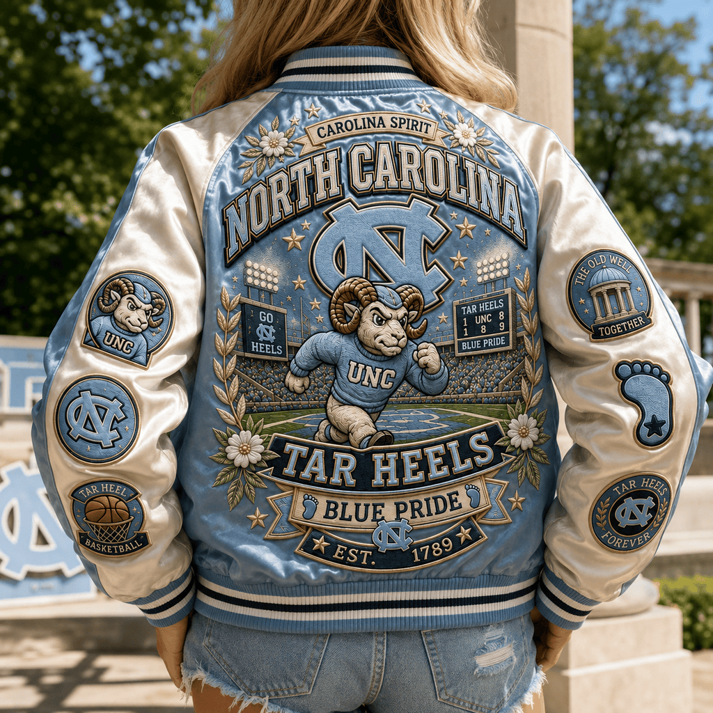 PREMIUM UNC SATIN BASEBALL JACKET NTNA