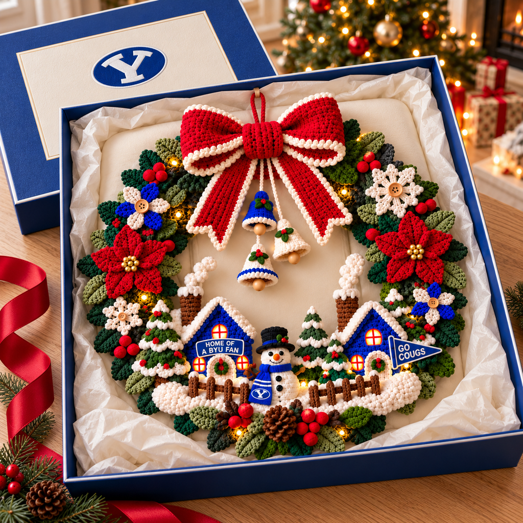 BYU Christmas Village Crochet-Style Wreath PNPA