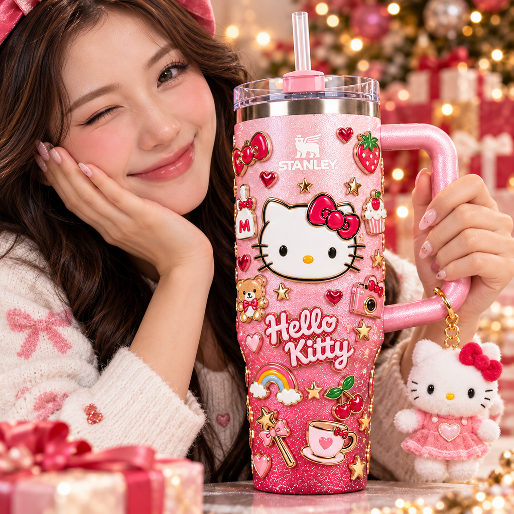 HLKT 40oz 3D Embossed Glitter Tumbler Collector Edition TTNL