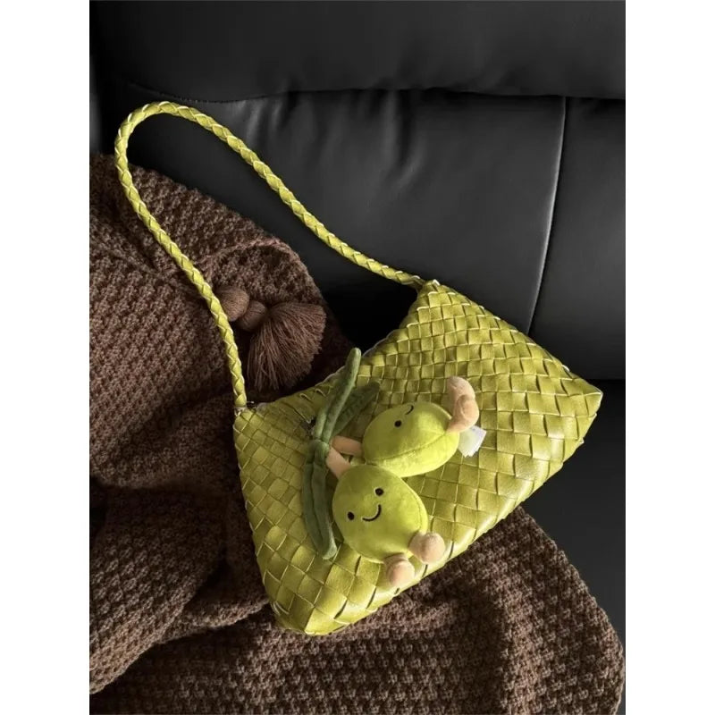 Hanrted Basket Tote Bag Luxury Underarm Bag Single oulder Handle 2025 New Sle Casual Dumpling ape Synthetic Leather