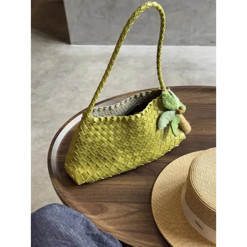 Hanrted Basket Tote Bag Luxury Underarm Bag Single oulder Handle 2025 New Sle Casual Dumpling ape Synthetic Leather