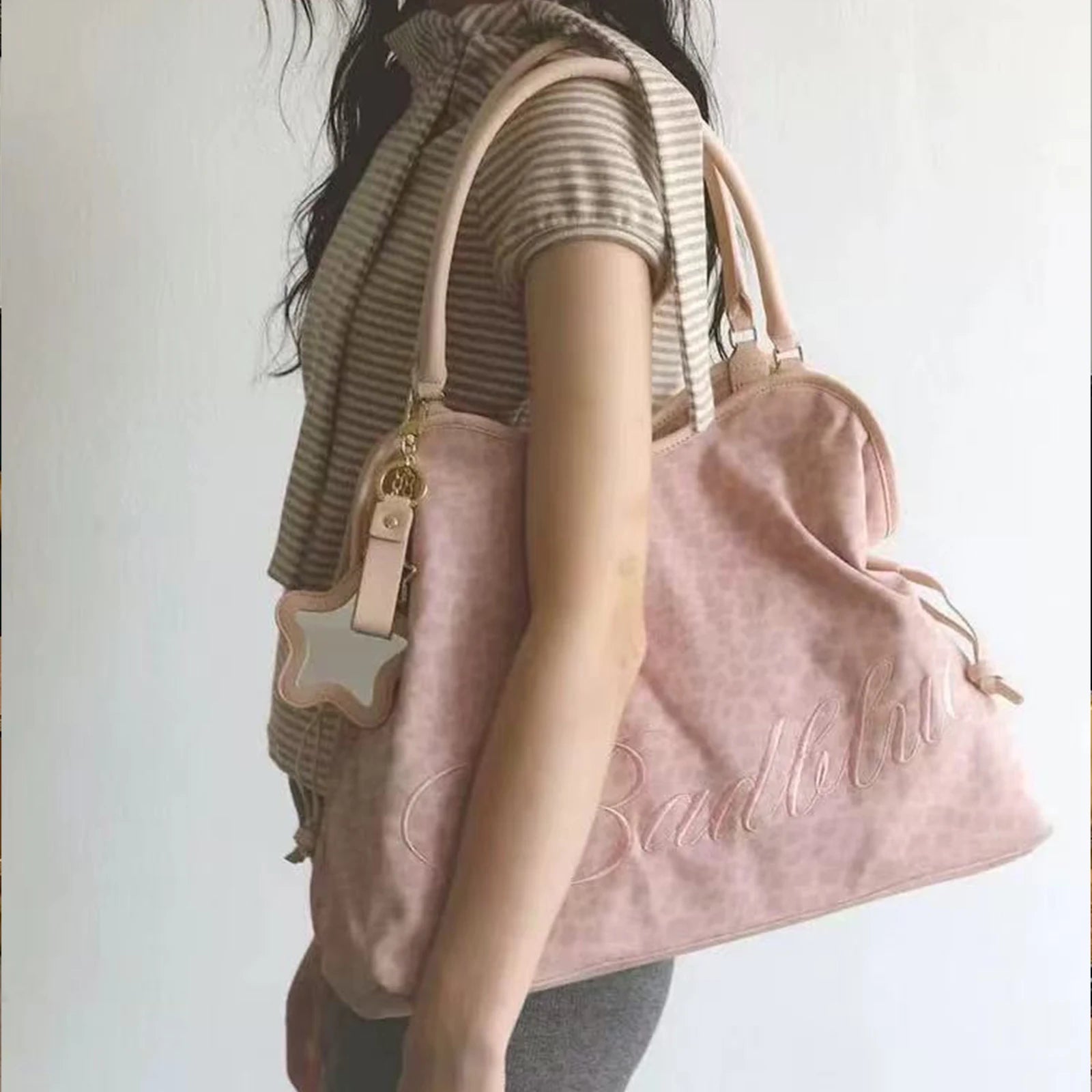 Women Leopard Print One Shoulder Armpit Bag Large Capacity Tote Bag for School Work Daily Use